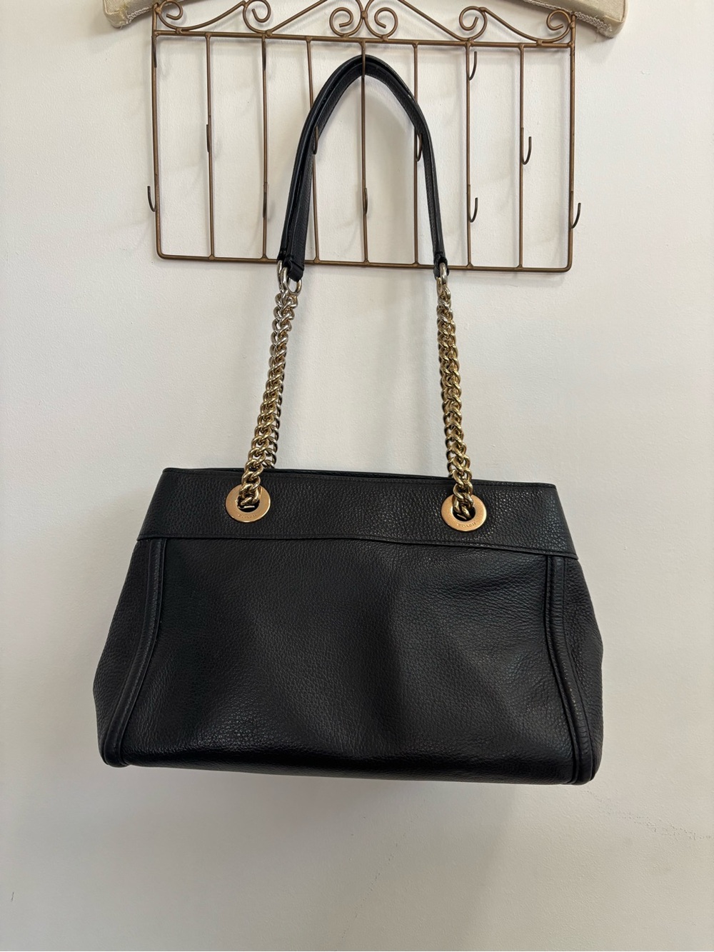 Coach Brooke Chain Carryall Black Pebble Leather (F37796) - Picture 7 of 16